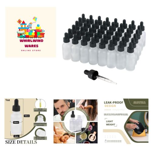 48 Pack,1oz Glass Dropper Bottle, Clear Frosted Tincture Bottles with Dropper...