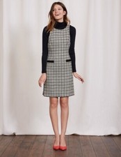 BODEN Black Gray British Tweed Moon Mod Houndstooth Shift Dress 6 US = 10UK = S