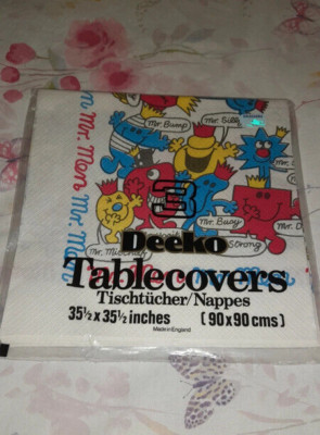 Seltene Vintage 70er Jahre Mr Men große Geburtstag/Feier Tischdecke/Tischdecke-NEU