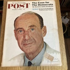Saturday Evening Post Norman Rockwell Cover Of Adlai Stevenson October 6, 1956