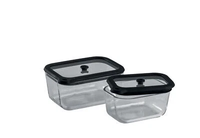CHEF CUISINE Vakuum Glasbehälter 2er SET Medium Size 470ml + 800ml Vakuumboxen - Bild 1 von 4