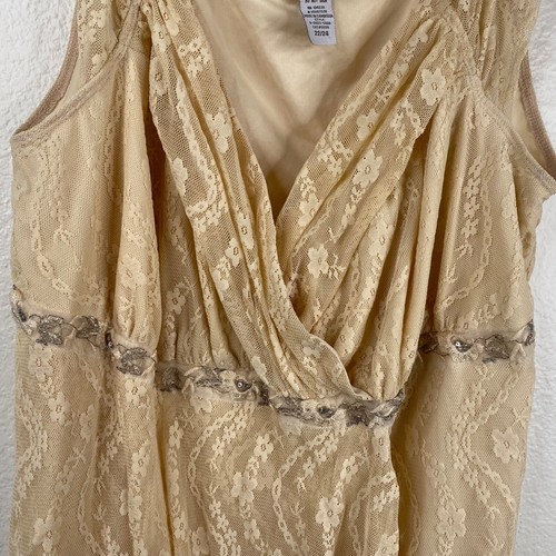Moda Bug Top Para Mujer Babydoll Imperio Encaje Crema Talla 22/24 Hada Boho Años 90 - Imagen 6 de 13