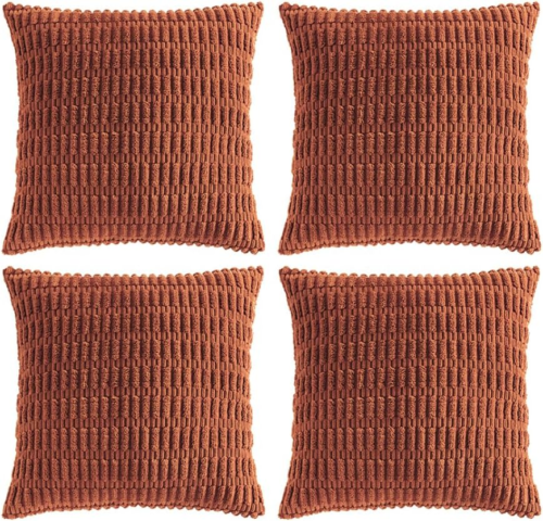 4 Packs Rust Decorative Throw Pillow Covers 18X18 Inch for Living Room Couch Bed