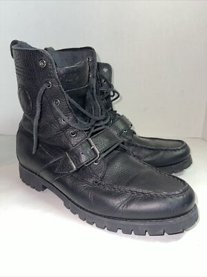 Polo Ralph Lauren Men's Ranger Boots Size Black Leather Lace