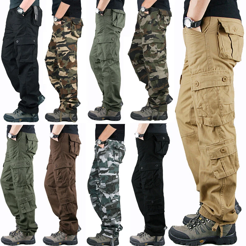 Men's Multi-Pockets Work Pants 100% Cotton Tactical Military Army Cargo  Pants