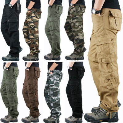 #ad Men#x27;s Work Pants Multi Pockets 100% Cotton Tactical Military Army Cargo Pants B $33.99