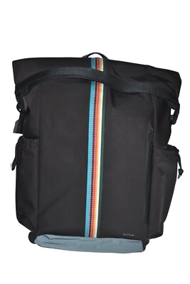 Paul Smith schwarzer Roll Top Radsport Rucksack mit reflektierender Abdeckung brandneu mit Etikett uA £475