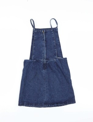 Matalan Girls Blue Cotton Pinafore/Dungaree Dress Size 7 Years Square Neck  | eBay