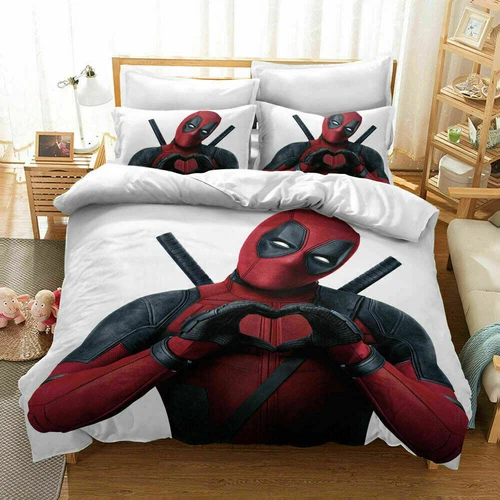 Deadpool Wolverine 3D Bettbezug Bettwäsche Set Superheld X-Men Kissenbezug Quilt - Bild 12 von 12