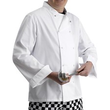 100% Cotton Long Sleeved Chefs Jacket Kitchen Cooks Uniform Press Studs White