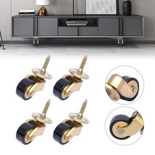 4PCS Brass Universal Furniture Caster Table Chair Sofa Piano Rubber Wheel Roller