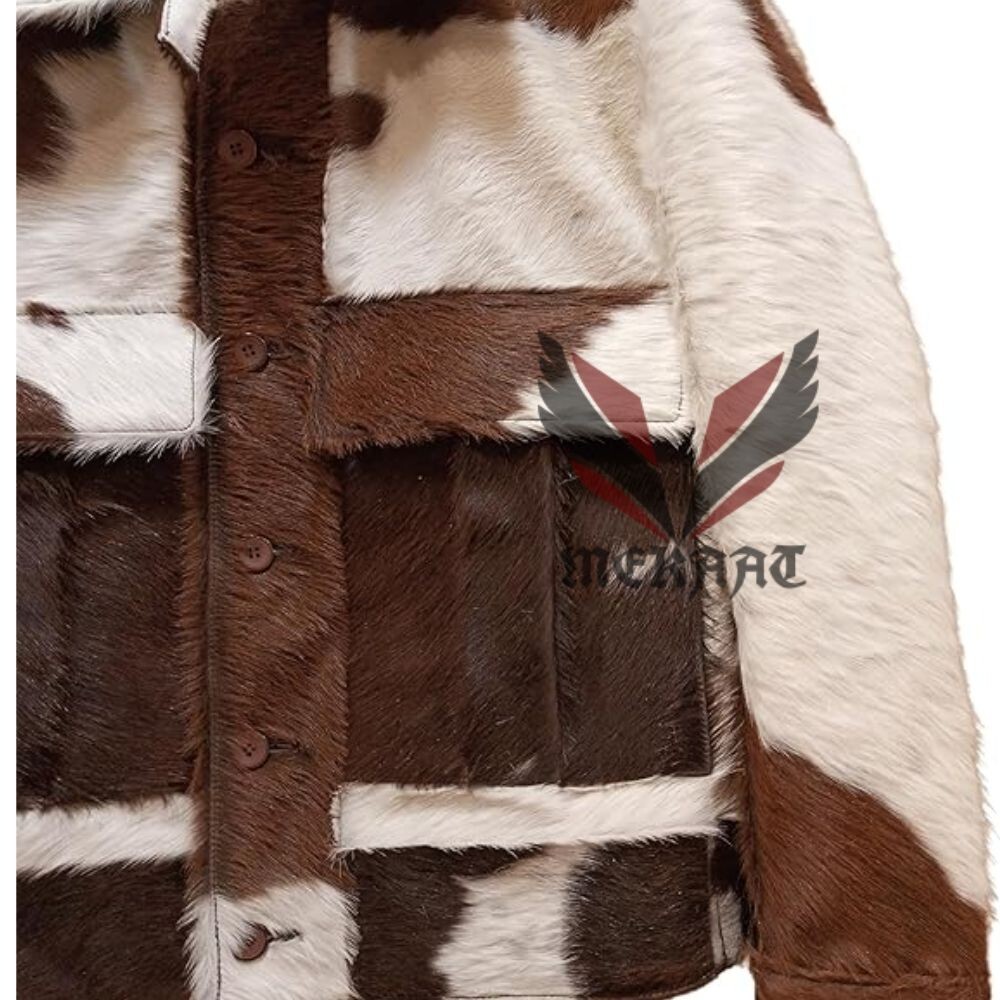 PONY Giacca uomo in pelle di mucca con capelli autentica pelle di cavallo cappotto stile western
