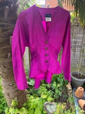 Lee Bender British Designer Vintage Magenta Silk Jacket Uk 10-12
