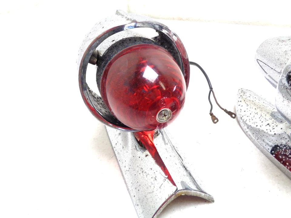 56 CHRYSLER CROWN IMPERIAL 1956 PAR DE LUCES TRASERAS CROMADAS IZQUIERDA/DERECHA MOPAR ORIGINAL Foto 3 de 4