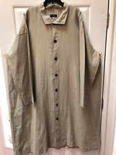 New Eskandar Size 2 Tan Coated Linen Water Resistant Long Coat 53"long
