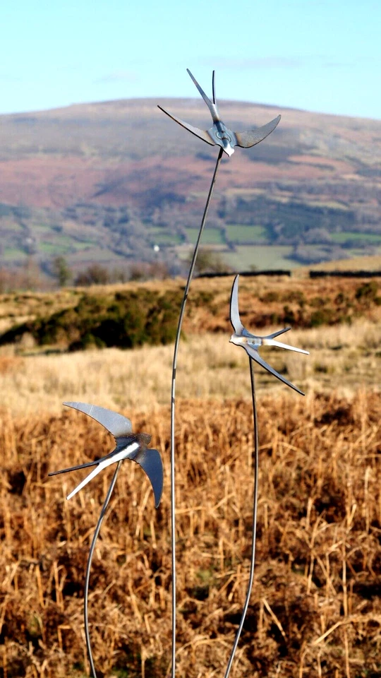 Metal Garden Decoration TRIPLE SWALLOWS Birds HAND MADE UK Rustic Sculpture - Image 3 of 4
