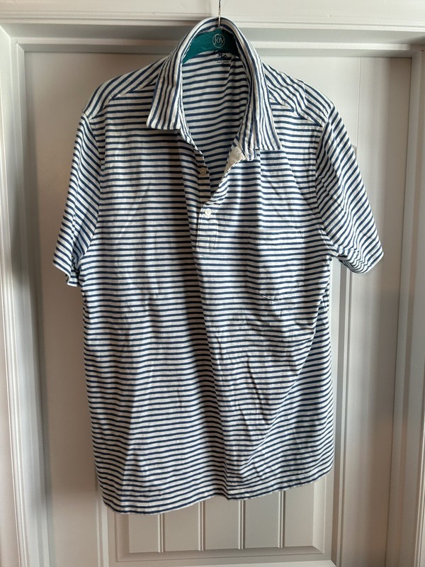 J Crew Men’s Stripe Polo Xl Blue