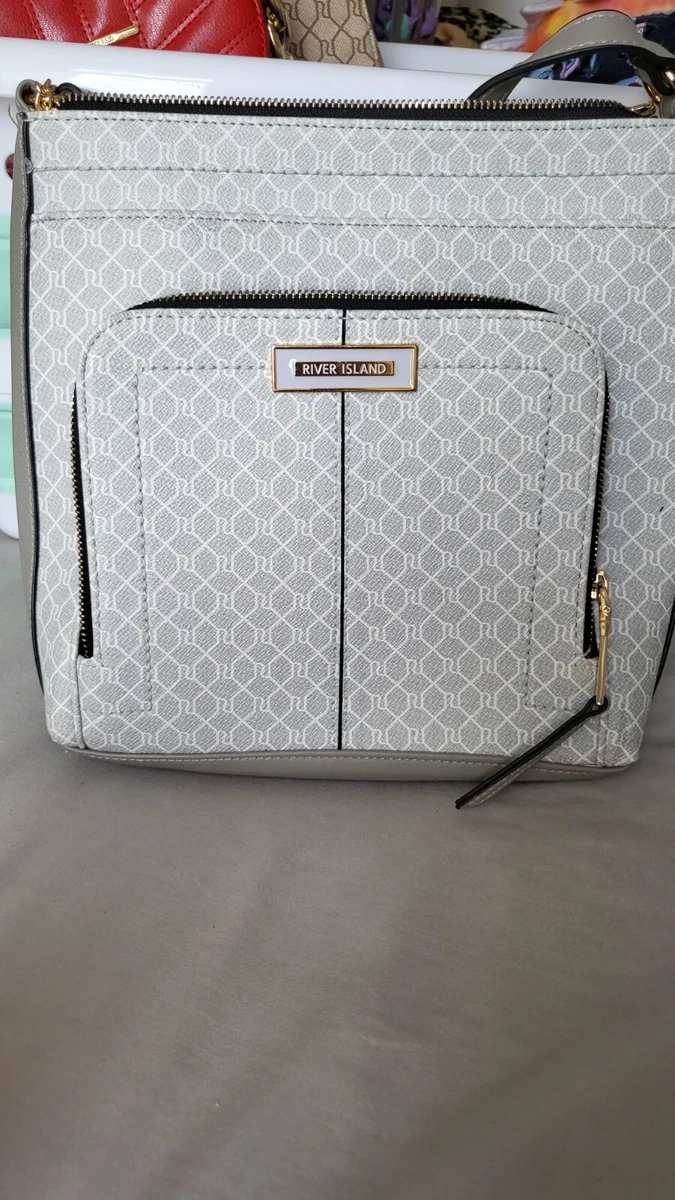 River island grey triple compartment bag sale