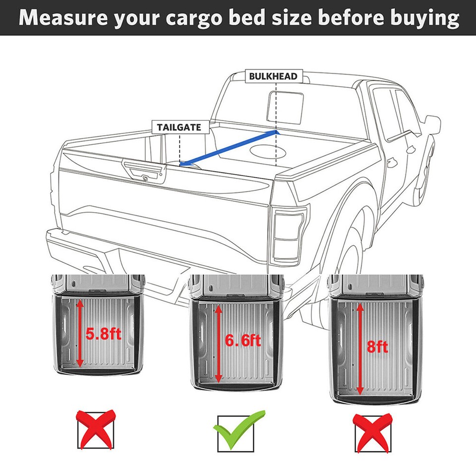 Truck Bed Tonneau Soft Cover RollUp Vinyl 6.5ft For Ford F150 Cab