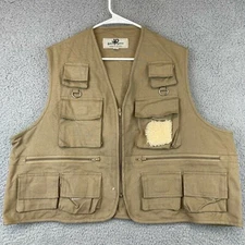 Vintage Black Sheep Brand Fishing Hunting Vest Tan Patch size XL