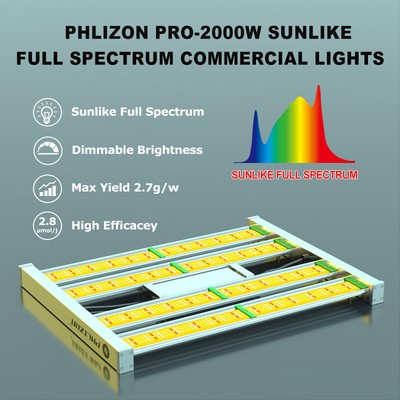 Phlizon Pro2000 Samsung LED Grow Light Strip Full Spectrum Commercial Bar Indoor