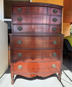 Dixie Chest of Drawers 8-Drawer Wood Cherry Finish Brass Cup Handles 38x18x54in