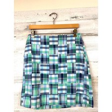 Talbots Womens 4 Blue Multi Color Patchwork Cotton A Line Mini Skirt Summer
