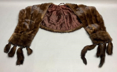 Luxury Vintage Mink Fur Stole w/ Tassels Retro Style Satin  display picture 1