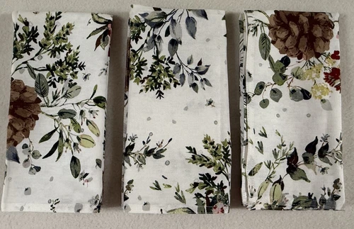 Lauren Ralph Lauren Dinner Napkins 4 Pinecone Winter Holiday Festive Botanical