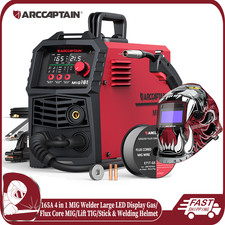 ARCCAPTAIN 165A MIG Welder 4 in 1 Large LED Display 110V/220V & Welding Helmet