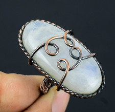Moonstone Handmade Gemstone Copper Wire Wrapped Wonderful Jewelry Ring