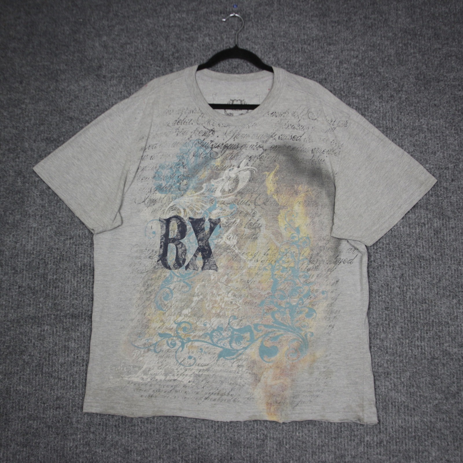 Brooklyn Express Mens 3X Gray Graphic Short Sleeve T Shirt Y2K Hip Hop Grunge