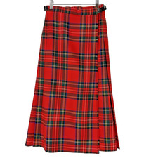 NWT Ben Nevis Women's Red Tartan Plaid Kilt Skirt Pure New Wool Scottish Sz 8US