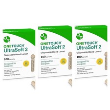 One Touch UltraSoft 2 Lancets 30 Gauge 100 Count EXP 2028  3 PACK