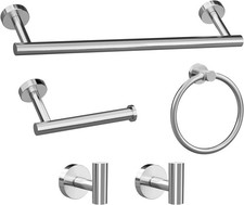 5-Piece Bathroom Hardware Set Brushed Nickel Towel Bar Hooks Holder