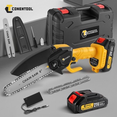 CONENTOOL Kabellose Akku Kettensäge 6 Zoll 21V Mini Baumsäge  Äste Gartenarbeit