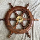 Vintage 18” Collectible Boat Ship Brass Wheel Wooden Steering Nautical NANCO — photo 1