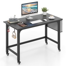 Escritorio de computadora móvil COSTWAY 120 cm escritorio de oficina en casa con bolsa de almacenamiento-negro