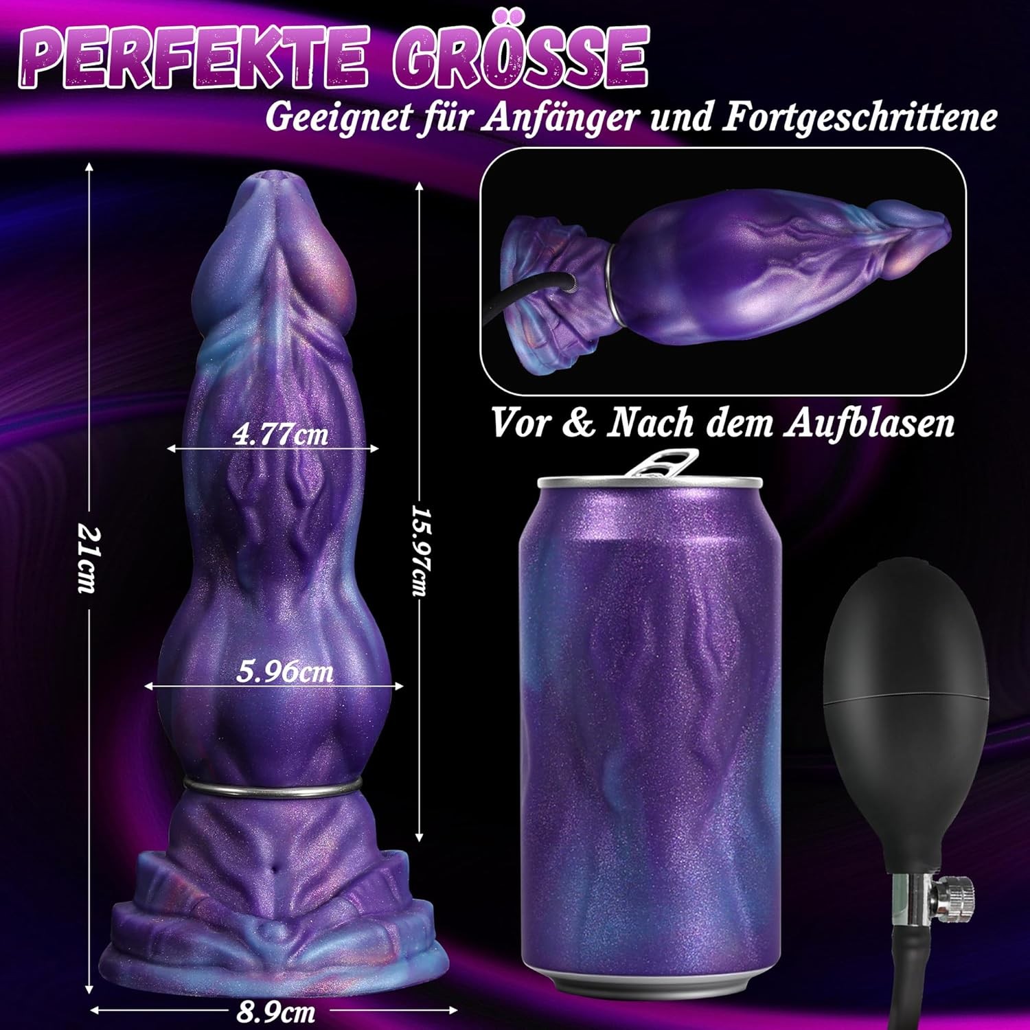 21CM Aufblasbarer Analdildo Dildo mit Prostata Stimulation, starkem