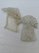 Vintage 1970 Mego Maddie Mod Barbie Clone Wedding Bells Dress  Veil - 1721