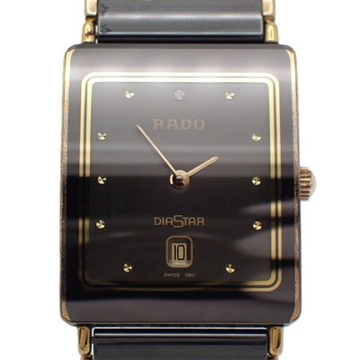 Rado DiaStar 160.0281.3N 23x28mm Used Watch Men Gold Black Dial