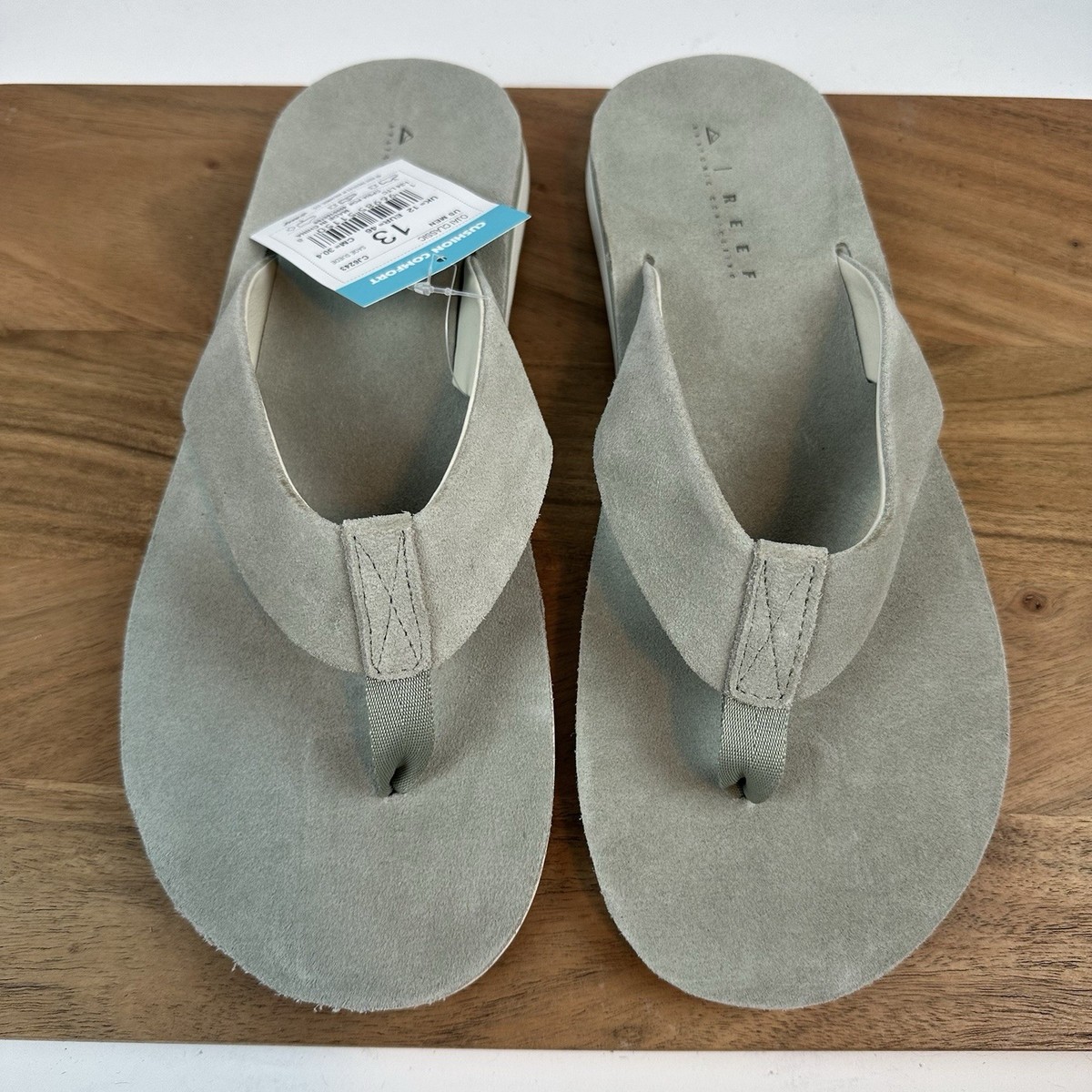 New Mens Reef Ojai Classic Suede Gray Slip On Sandals Thong Flip Flops Size 12 D Men main image 4