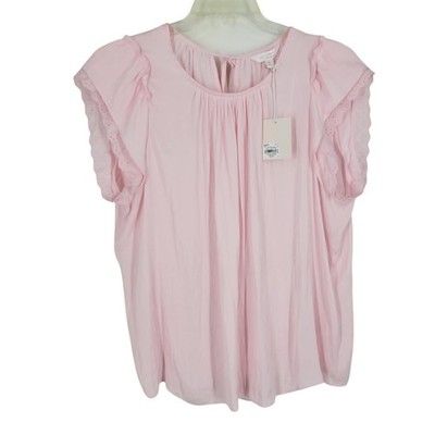 LC Lauren Conrad XL Pink Blouse Ruffle Flutter Sleeve Romantic NWT cottage boho