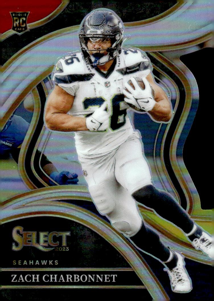 2023 Panini Select #202 Zach Charbonnet Black and Red Prizms Die Cuts