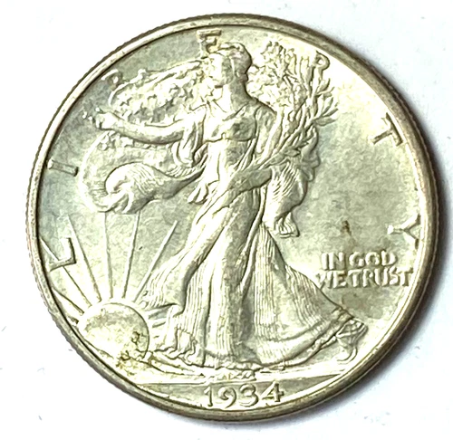 1934 D 50c Walking Liberty Half Dollar Fifty Cents Denver AU