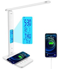 Desk Lamp with Wireless Charger, USB Charging Port, Dimmable Office Desk Ligh...