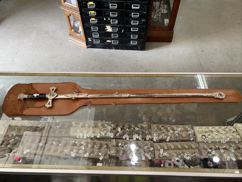 Vintage Knights Templar Ceremony Sword With Scabbard and Leather Case