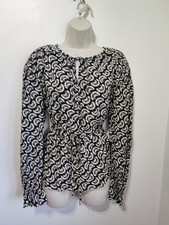 Per Una black boho pattern print blouse tunic top 12 new peasant hippie m&s