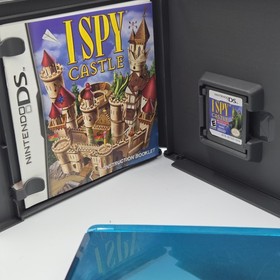 Nintendo 3DS Aqua Blue Console Bundle + Charger + SD Card + I Spy Castle DS Test
