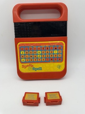Vintage Working Texas Instruments Speak & Spell With 2 Learning Modules 